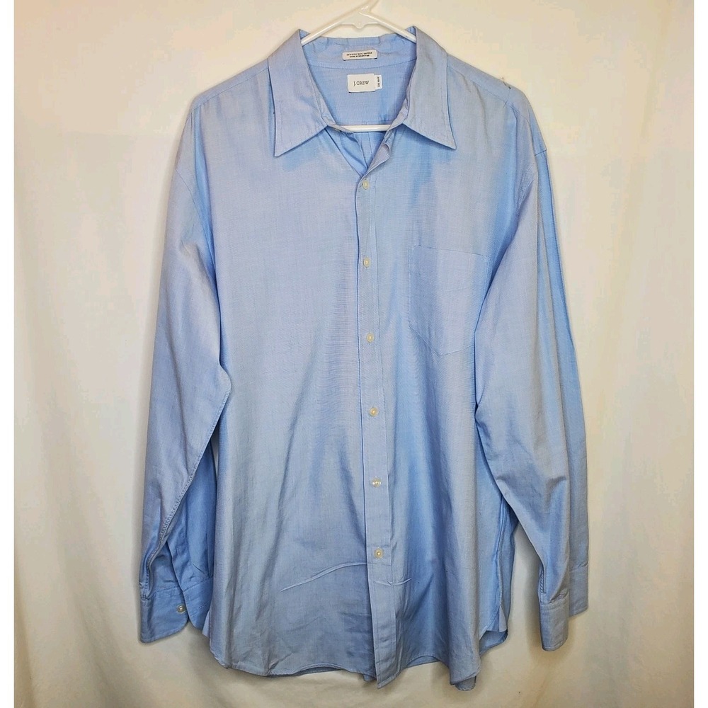 J Crew Shirt Mens Large Blue Button Down 80s 2 Ply Cotton Pocket Classic Fit